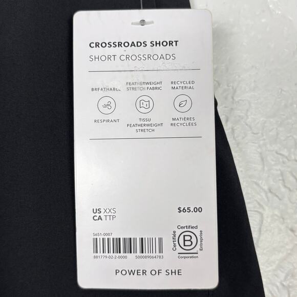 Athleta Crossroads Short in Black NWT Size XXS - Picture 6 of 6